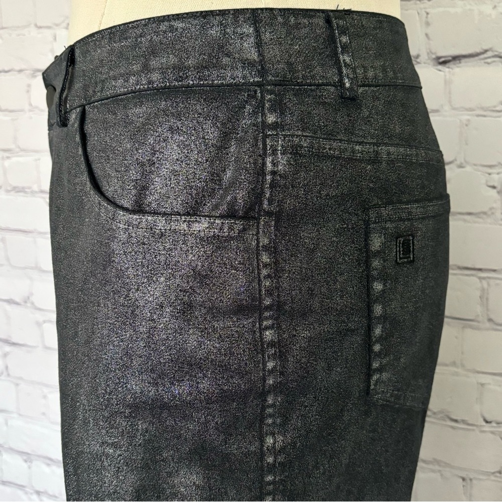 LAUNDRY by Shelli Segal Black Metallic Skinny Cropped Pants--EUC--8 - Picture 8 of 16